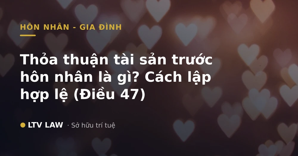 Thỏa thuận tài sản trước hôn nhân là gì? Cách lập hợp lệ (Điều 47)